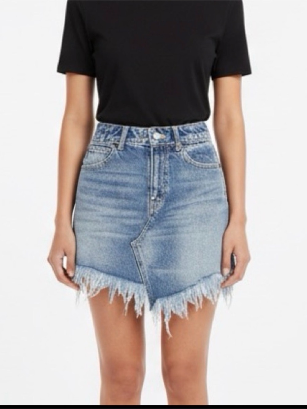 Free People We The Free Bailey Frayed Denim Mini Skirt Size 25